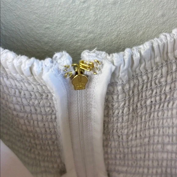 NEW Lilly Pulitzer "Lantana" White Eyelet Midi Dress Smocked Back Flutter Straps - Picture 5 of 8